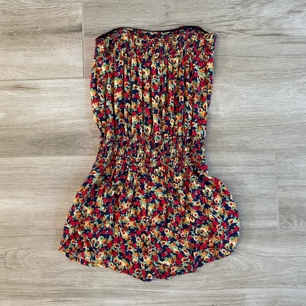 Delias Floral Print Strapless Romper Size L junior